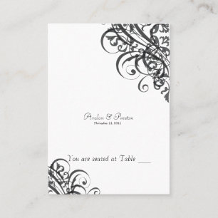 Exquisite Baroque Black & White Scroll Placecard