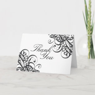 Exquisite Baroque Black & White Scroll Thank You Card