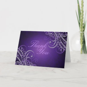 Exquisite Baroque Purple Scroll Thank You Card