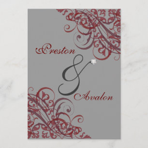 Exquisite Baroque Red Scroll 5x7 Invitation