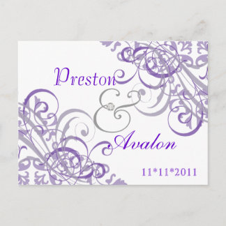Exquisite Baroque Save The Date Purple Postcard