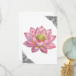 Exquisite Black and White Thai Lai Kanok Vector Thank You Card