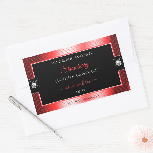 Exquisite Black Red Shiny Brilliants Product Label (Envelope)