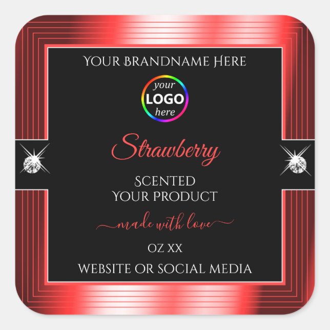 Exquisite Black Shiny Red with Logo Product Label (Front)