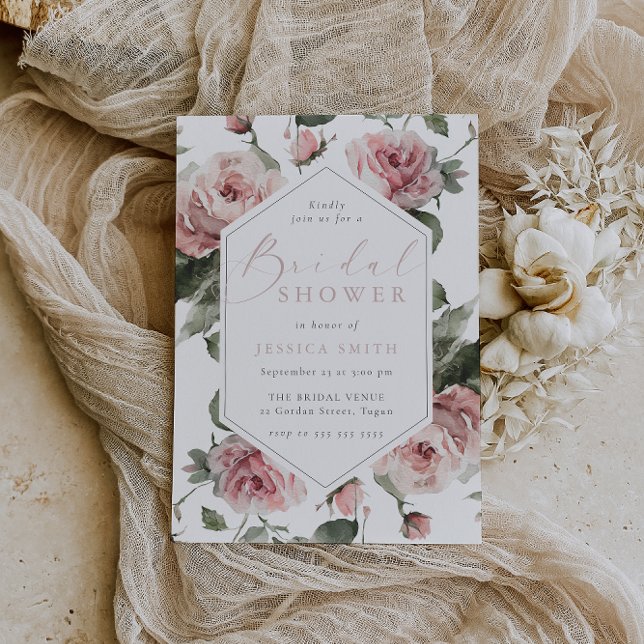 Exquisite Blush Floral Bridal Shower  Invitation (Creator Uploaded)