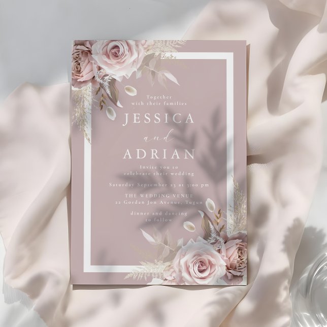 Exquisite Blush Pink Roses Wedding Invitation (Creator Uploaded)
