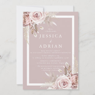 Exquisite Blush Polish language Wedding Invitation