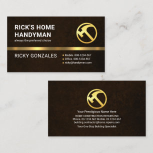 Exquisite Brown Grunge Gold Handyman Hammer Business Card