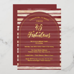Exquisite Burgundy Glam Stripes Glitter Birthday