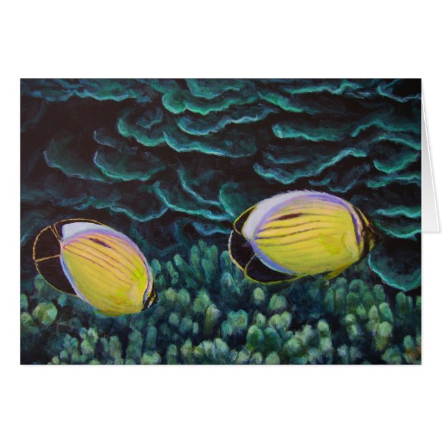exquisite butterfly fish in coral (Front Horizontal)