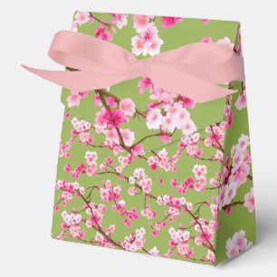 Exquisite Cherry Blossoms Florals on Chartreuse Favour Box