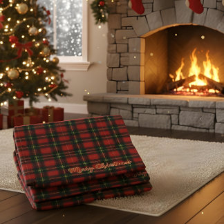 Exquisite Christmas Tartan Merry Christmas Fleece Blanket