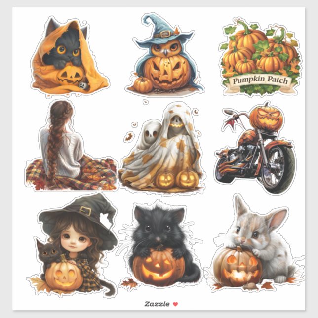 Exquisite ClipArt HalloweeCustom-Cut Vinyl Sticker (Sheet)
