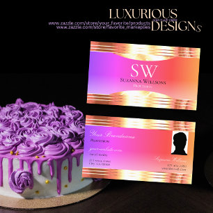 Exquisite Colourful Rose Gold Border Monogram Phot Business Card