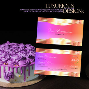 Exquisite Colourful with Rose Gold Borders and Log Business Card