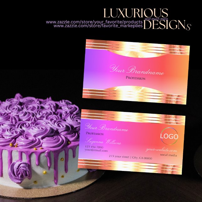 Exquisite Colourful with Rose Gold Borders and Log Business Card (Creator Uploaded)