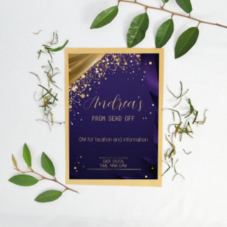 Exquisite Dark Blue and Gold Customised Invitation Flyer