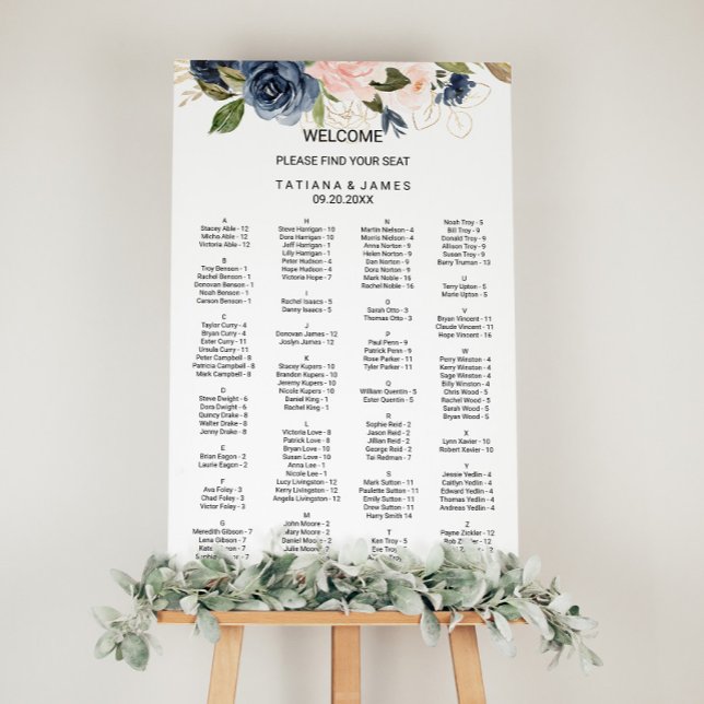Exquisite Fall Floral Alphabetical Seating Chart (Creator Uploaded)