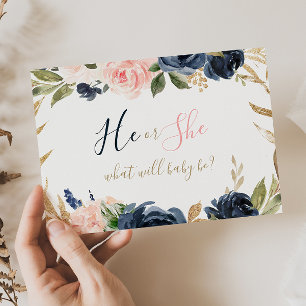 Exquisite Fall Floral Baby Gender Reveal Poster