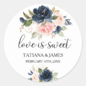 Exquisite Fall Floral Love is Sweet Wedding Classic Round Sticker (Front)