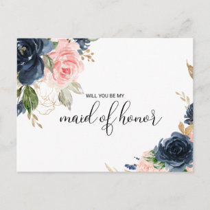 Exquisite Fall Floral Maid of Honour Invitation Postcard