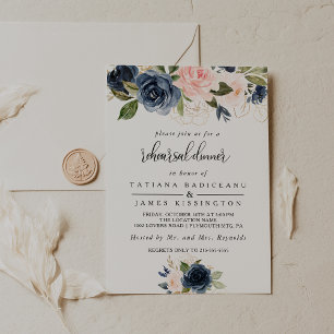 Exquisite Fall Floral Rehearsal Dinner Invitation