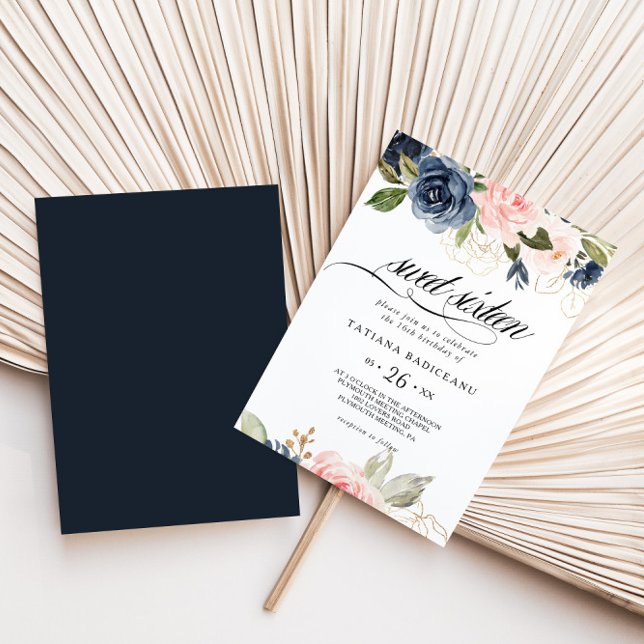 Exquisite Fall Floral Sweet Sixteen Birthday Party Invitation (Creator Uploaded)