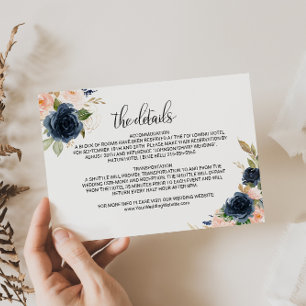 Exquisite Fall Floral Wedding Details Insert Card