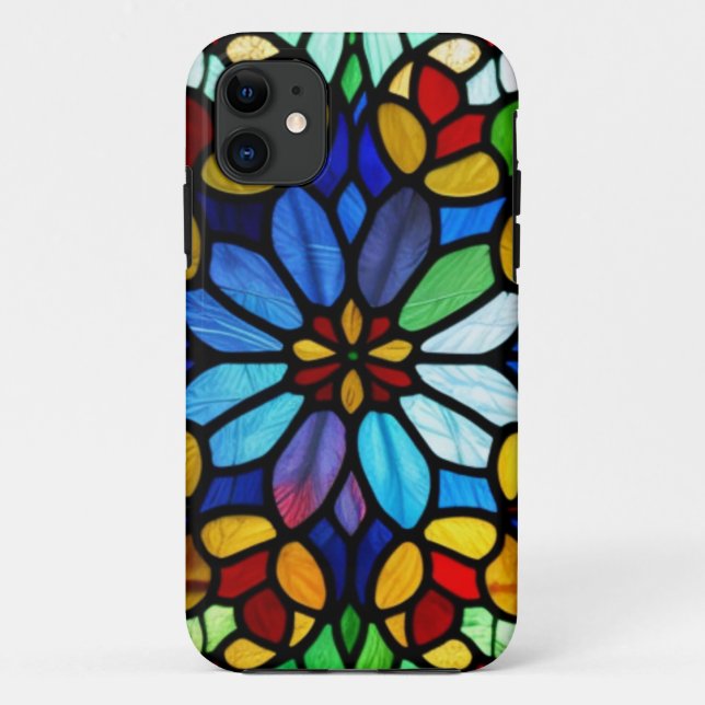 Exquisite Floral Stained Glass Elegance Case-Mate iPhone Case (Back)