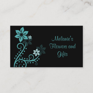 Exquisite Flowers Business Card, Turquoise Card