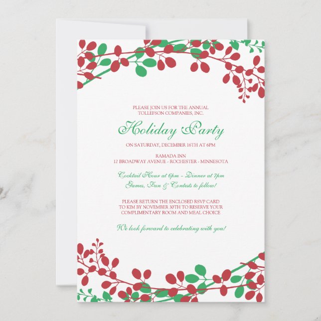 Exquisite Garden Christmas Invitation - New (Front)