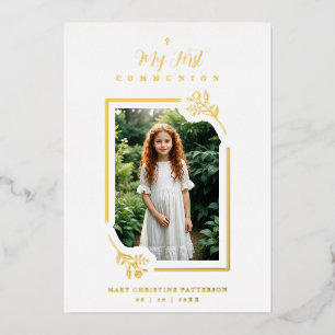 Exquisite Gold Botanical Frame First Communion