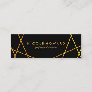 Exquisite Gold Lines Black White Mini Business Card