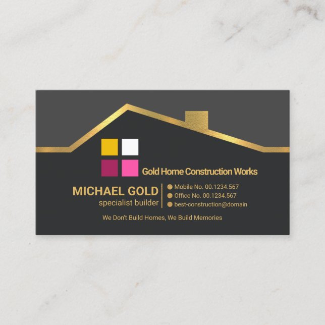 Exquisite Gold Roof Border Handyman Contractor Business Card (Front)