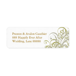 Exquisite Gold Scroll White Address Label Return Address Label