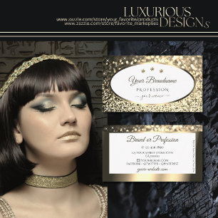 Exquisite Gold Sparkling Glitter White with Jewels Business Card