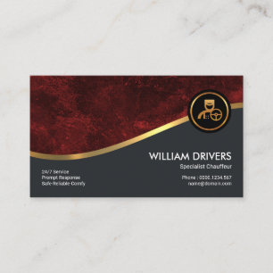 Exquisite Gold Wave Over Red Grunge Chauffeur Business Card