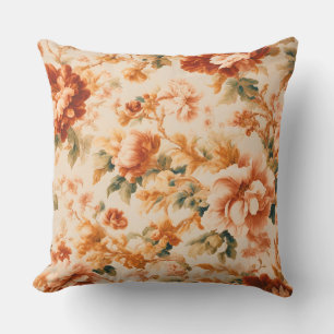 Exquisite Golden Brown Floral Leafy Cushion