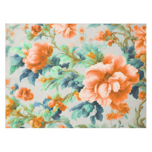 Exquisite Golden Flowers and Blue, Green Leaves Tablecloth