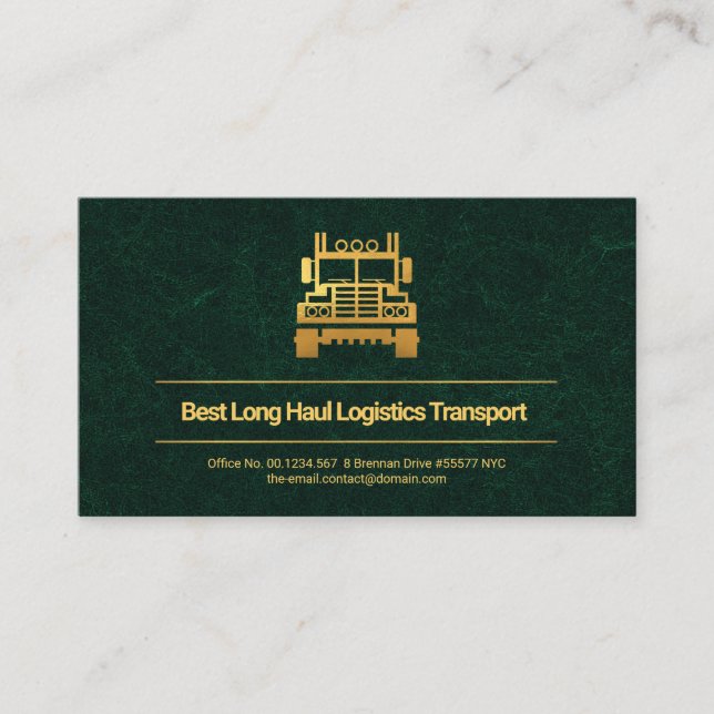 Exquisite Green Marble Texture Gold Lines, Truck Business Card (Front)