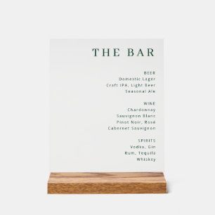Exquisite Green Text Bar Menu Acrylic Sign