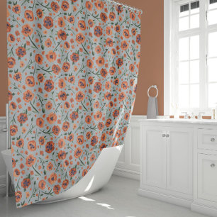 Exquisite Hand-Painted Orange Oriental Poppies Shower Curtain