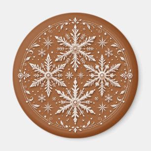 Exquisite Intricate White Snowflakes Magnet