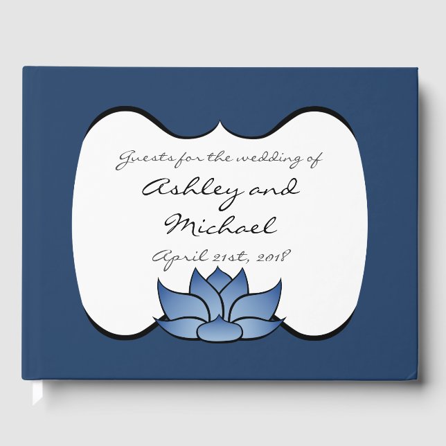 Exquisite Lotus in Blue Guest Book (Front)