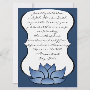 Exquisite Lotus in Blue Wedding Invitation