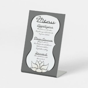 Exquisite Lotus in Pewter and White Pedestal Sign
