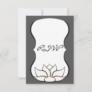 Exquisite Lotus in Pewter and White RSVP Card