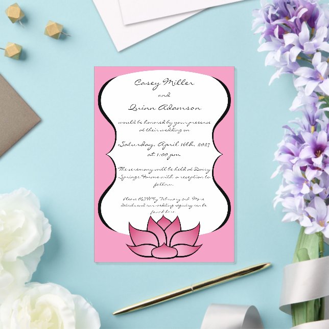 Exquisite Lotus in Pink Acrylic Wedding Invitations (Insitu (Wedding))
