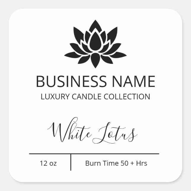 Exquisite Lotus White Candle Labels (Front)