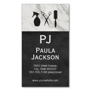 Exquisite Lux Texture Monogram and Marble Trim Magnetic Business Card